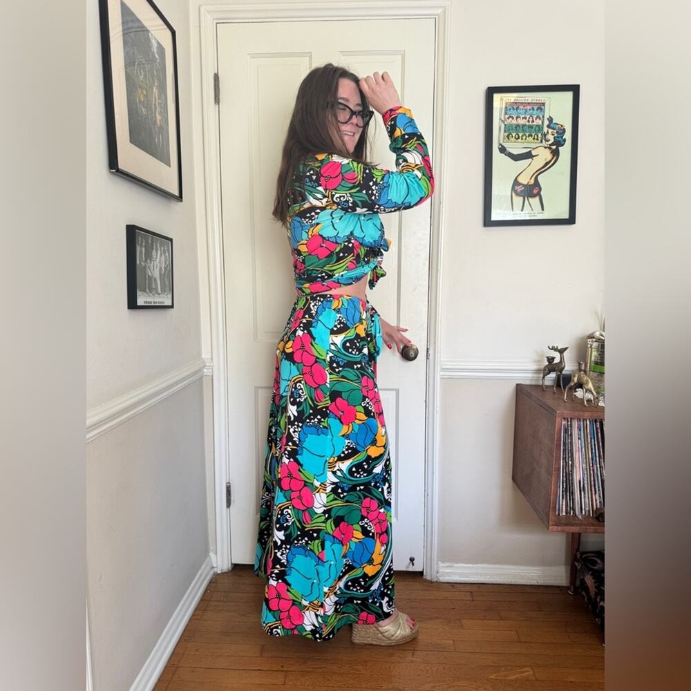 70s Vintage Bali Swim Two Piece Hawaiian Funky Pant Set - Picture 2 of 12